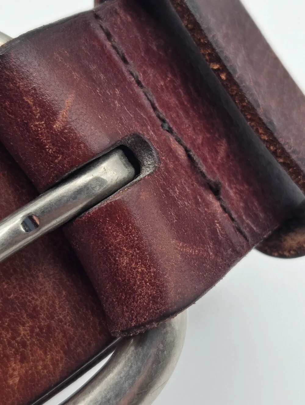 Vintage Fossil Full Grain Cowhide Leather Brown Belt Mens Size 36